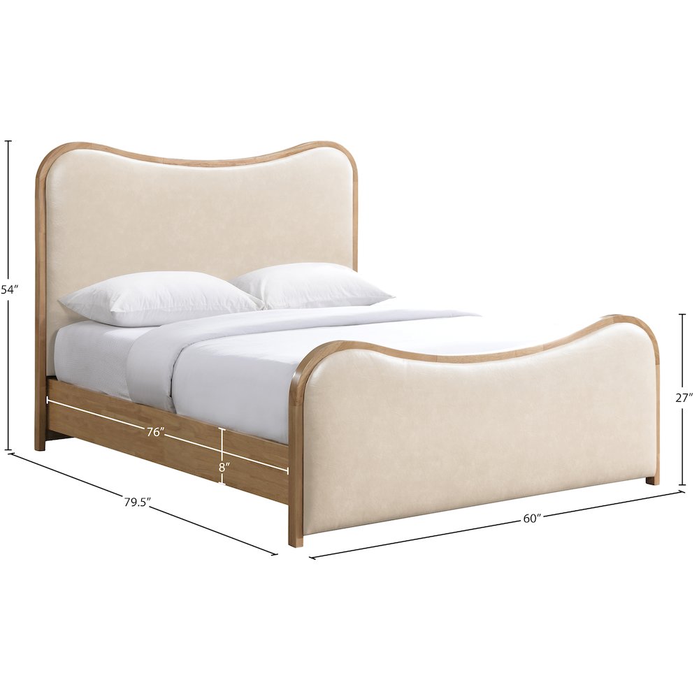 Arvada Cream Vegan Leather Upholstered Full Bed (3 Boxes). Picture 5