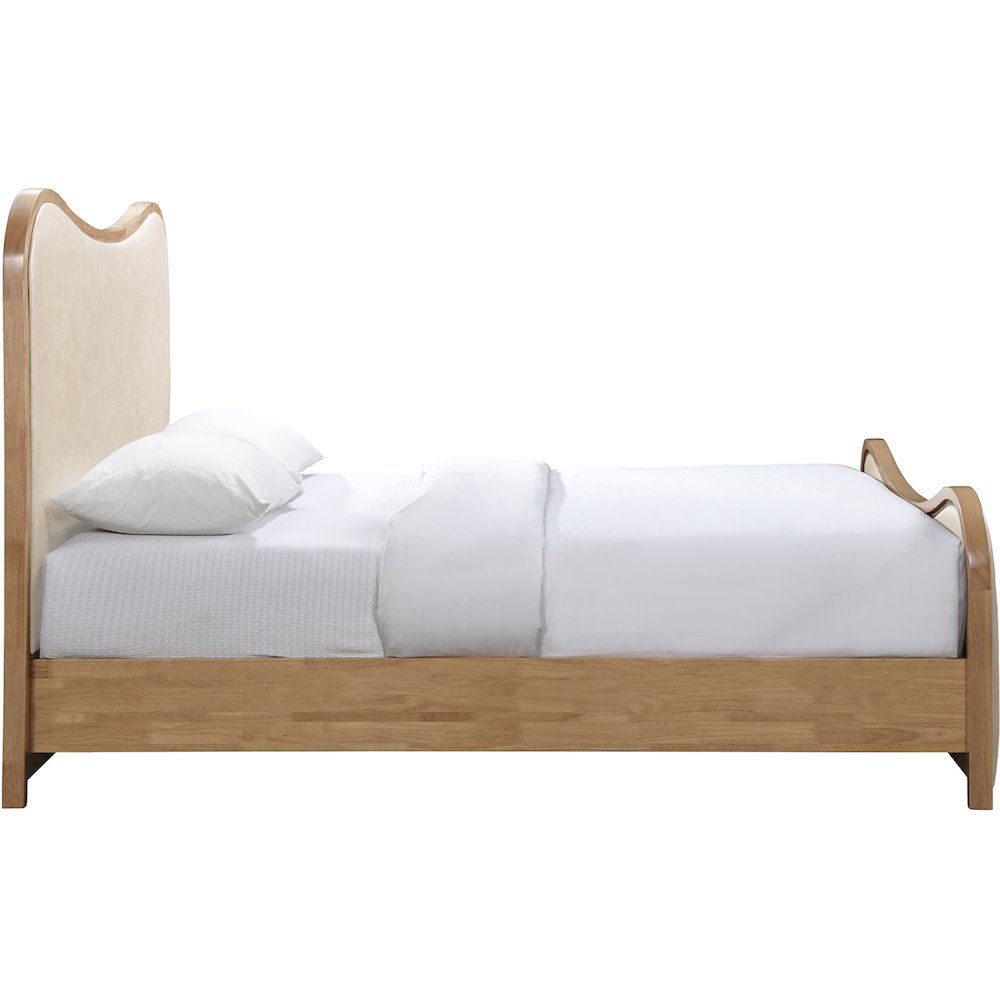 Arvada Cream Vegan Leather Upholstered Queen Bed (3 Boxes). Picture 2
