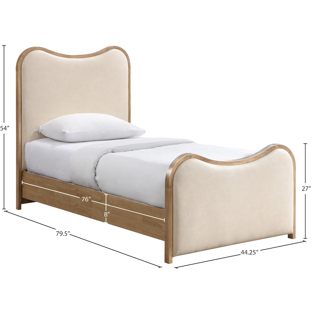 Arvada Cream Vegan Leather Upholstered Twin Bed (3 Boxes). Picture 5
