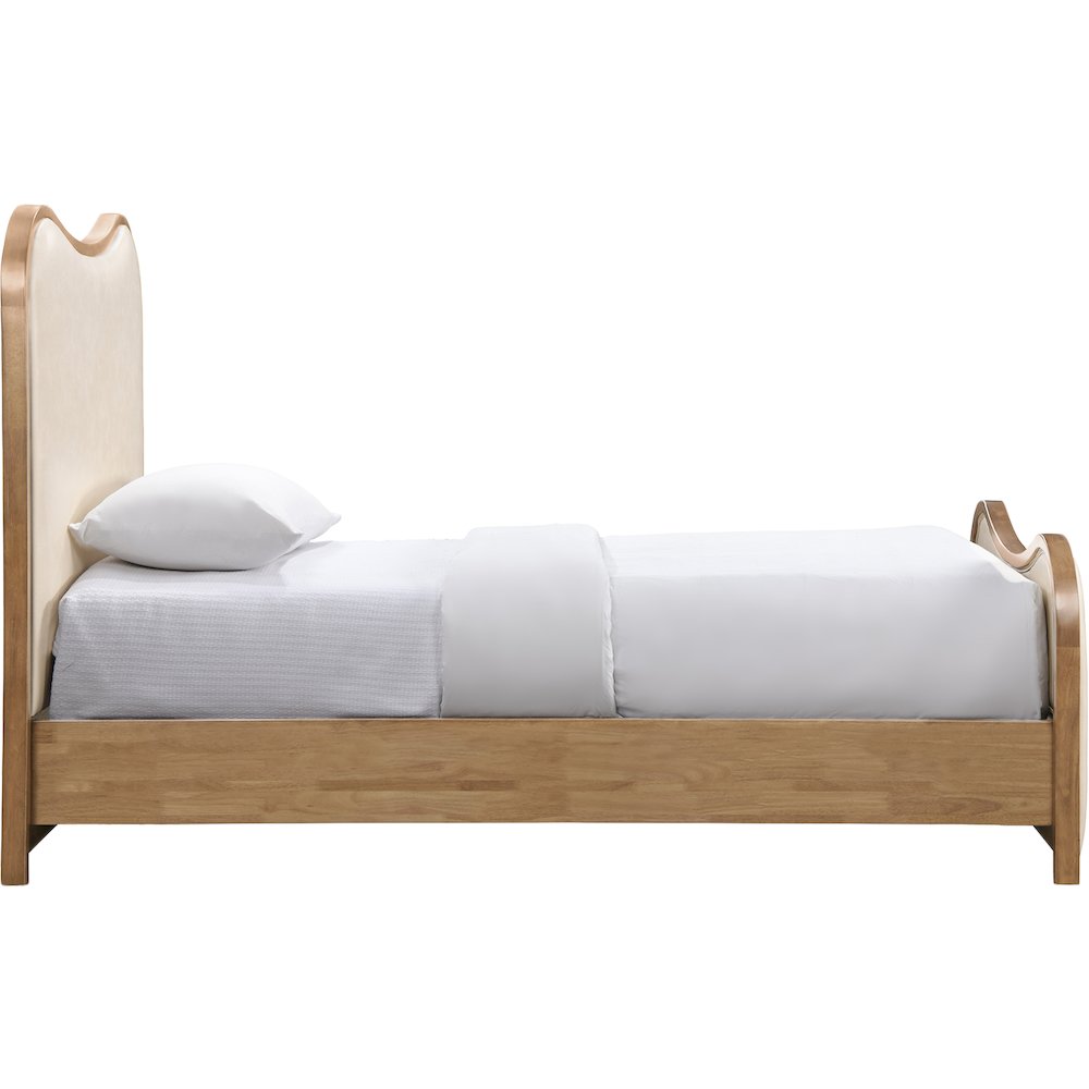 Arvada Cream Vegan Leather Upholstered Twin Bed (3 Boxes). Picture 2