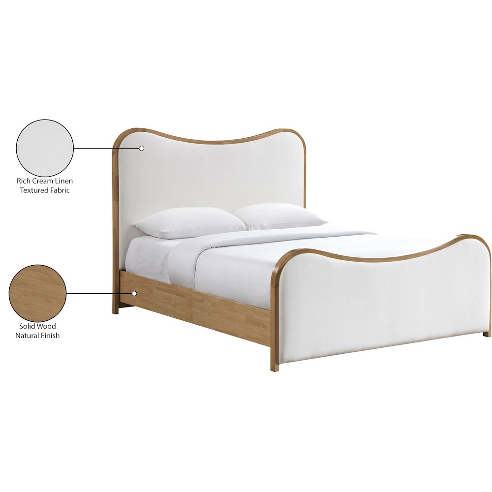 Arvada Cream Linen Textured Fabric Upholstered King Bed (3 Boxes). Picture 6