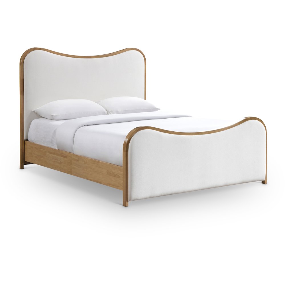 Arvada Cream Linen Textured Fabric Upholstered King Bed (3 Boxes). Picture 1