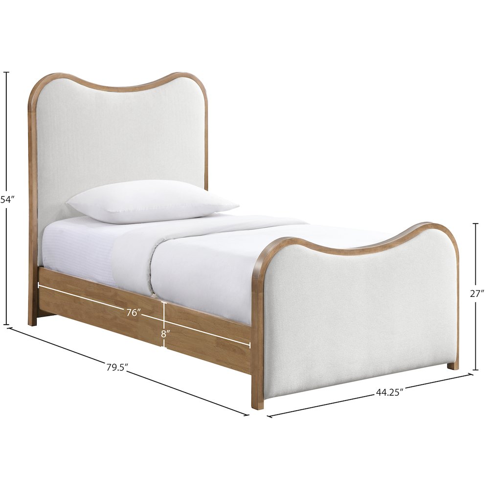 Arvada Cream Linen Textured Fabric Upholstered Twin Bed (3 Boxes). Picture 5