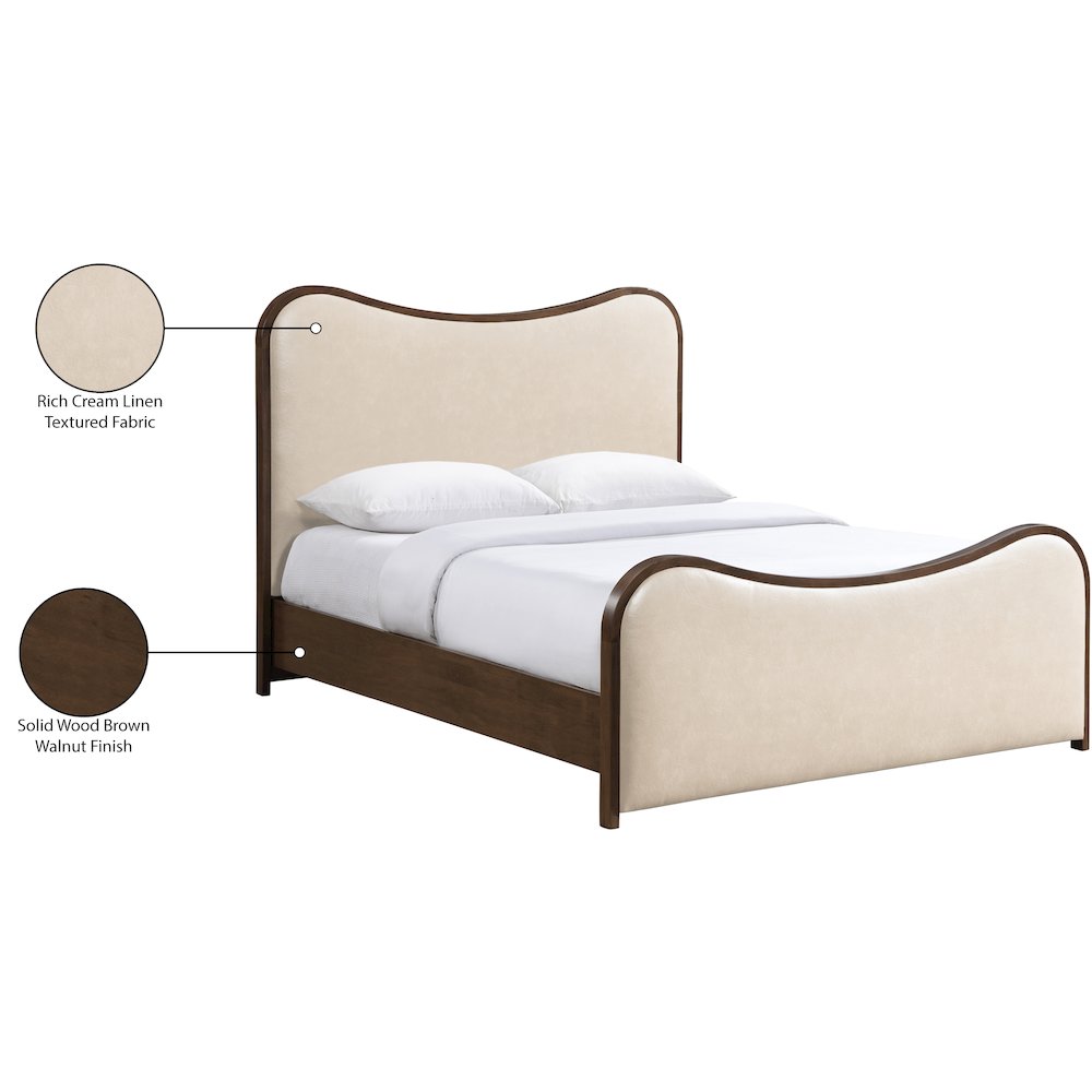 Arvada Cream Vegan Leather Upholstered Full Bed (3 Boxes). Picture 6