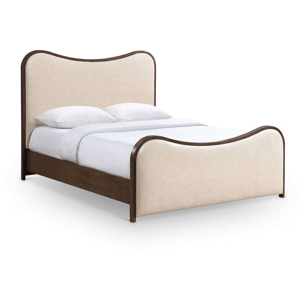 Arvada Cream Vegan Leather Upholstered Full Bed (3 Boxes). Picture 1