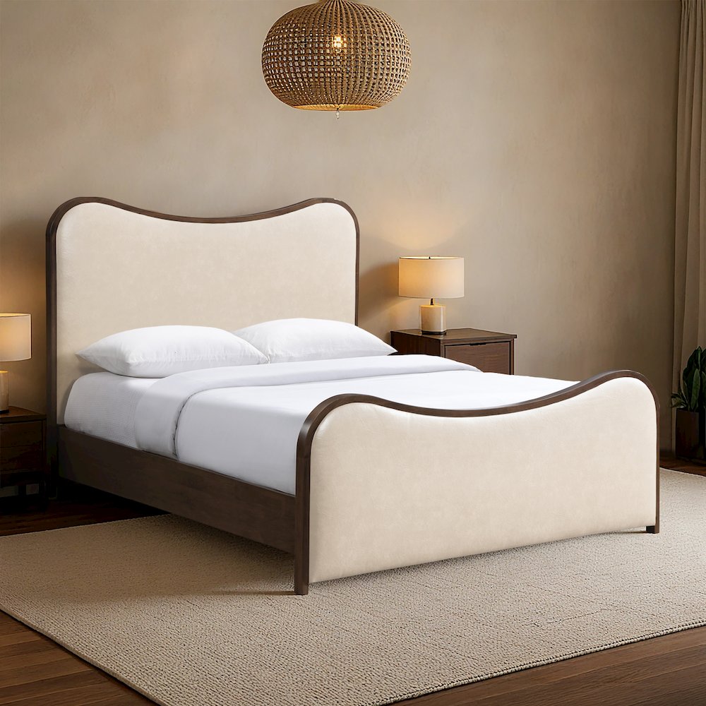 Arvada Cream Vegan Leather Upholstered Full Bed (3 Boxes). Picture 7
