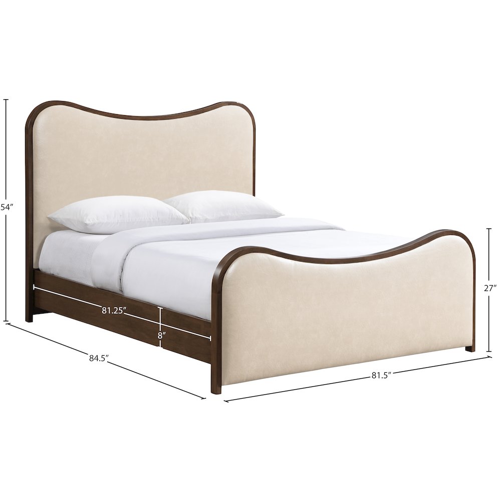 Arvada Cream Vegan Leather Upholstered King Bed (3 Boxes). Picture 5
