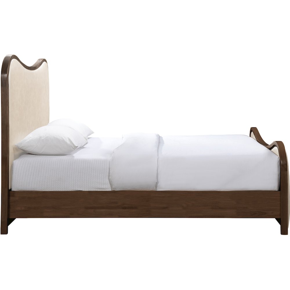 Arvada Cream Vegan Leather Upholstered Queen Bed (3 Boxes). Picture 2