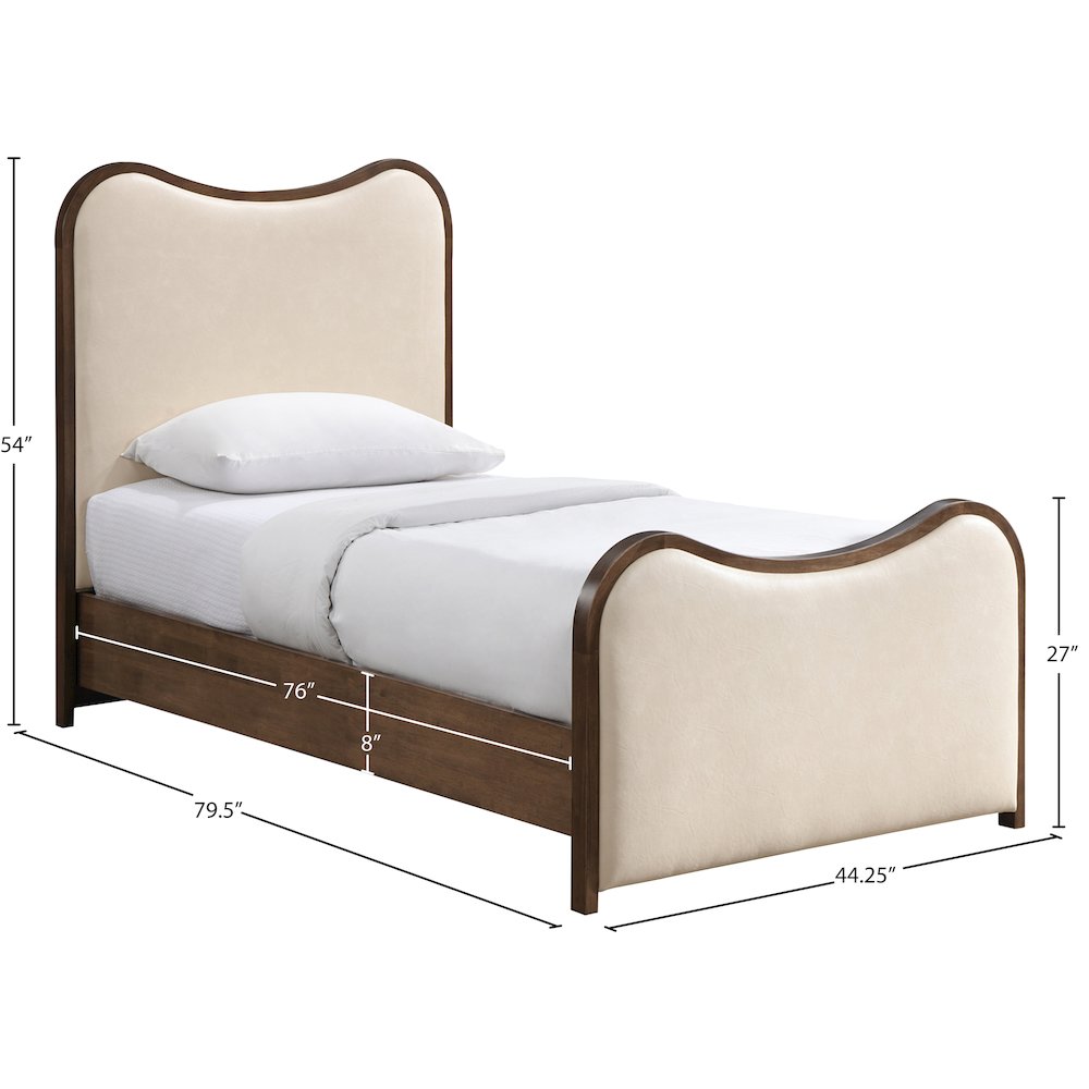 Arvada Cream Vegan Leather Upholstered Twin Bed (3 Boxes). Picture 5