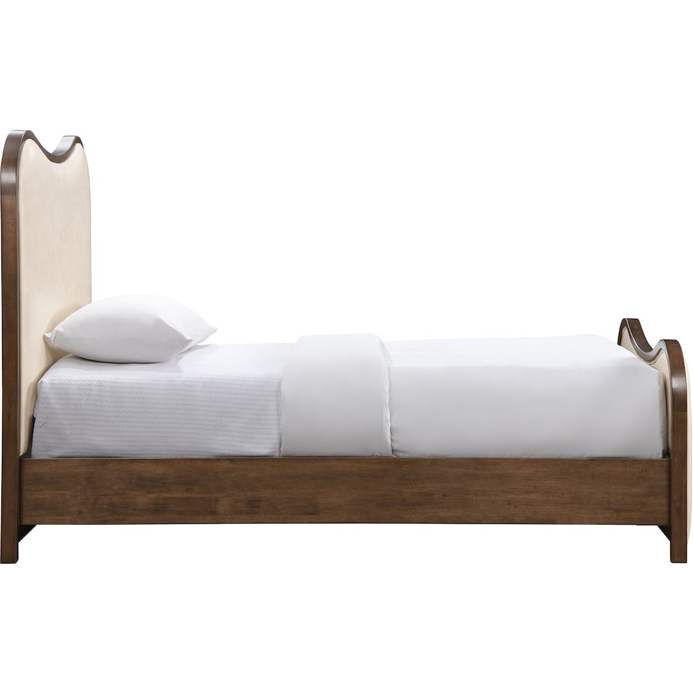 Arvada Cream Vegan Leather Upholstered Twin Bed (3 Boxes). Picture 2