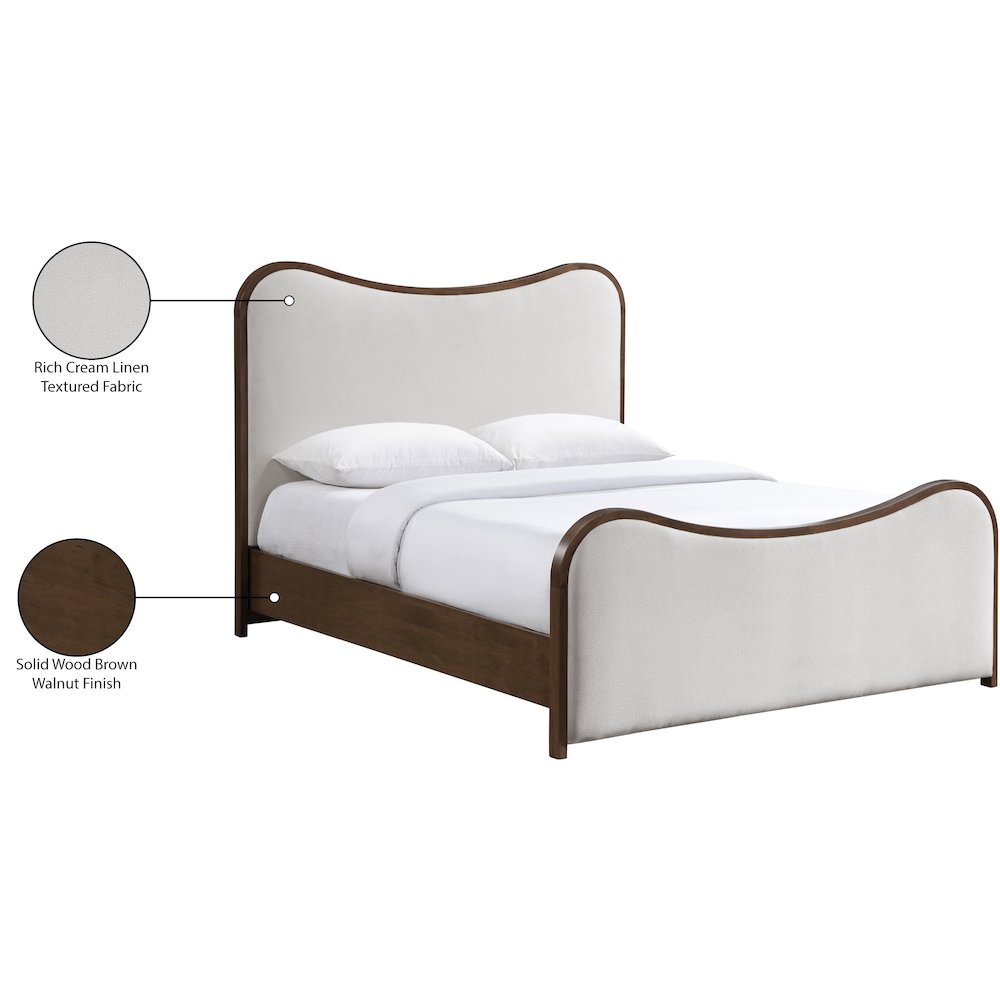 Arvada Beige Linen Textured Fabric Upholstered King Bed (3 Boxes). Picture 6
