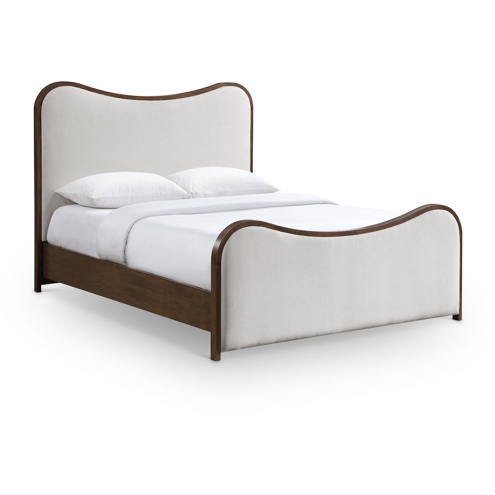 Arvada Beige Linen Textured Fabric Upholstered King Bed (3 Boxes). Picture 1