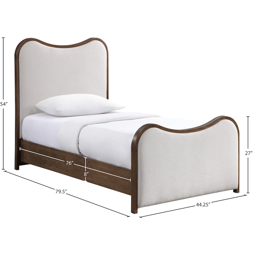 Arvada Beige Linen Textured Fabric Upholstered Twin Bed (3 Boxes). Picture 5