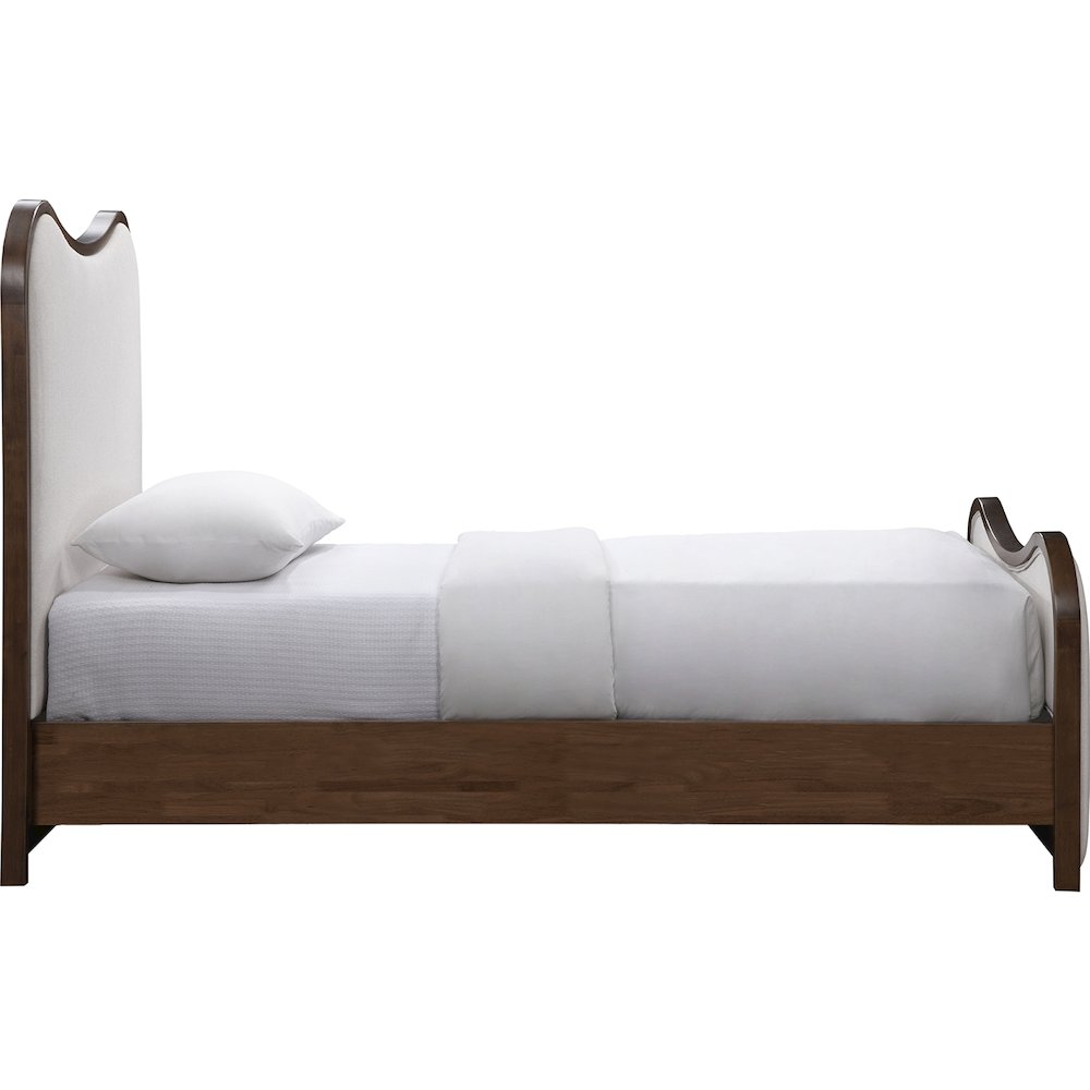Arvada Beige Linen Textured Fabric Upholstered Twin Bed (3 Boxes). Picture 2