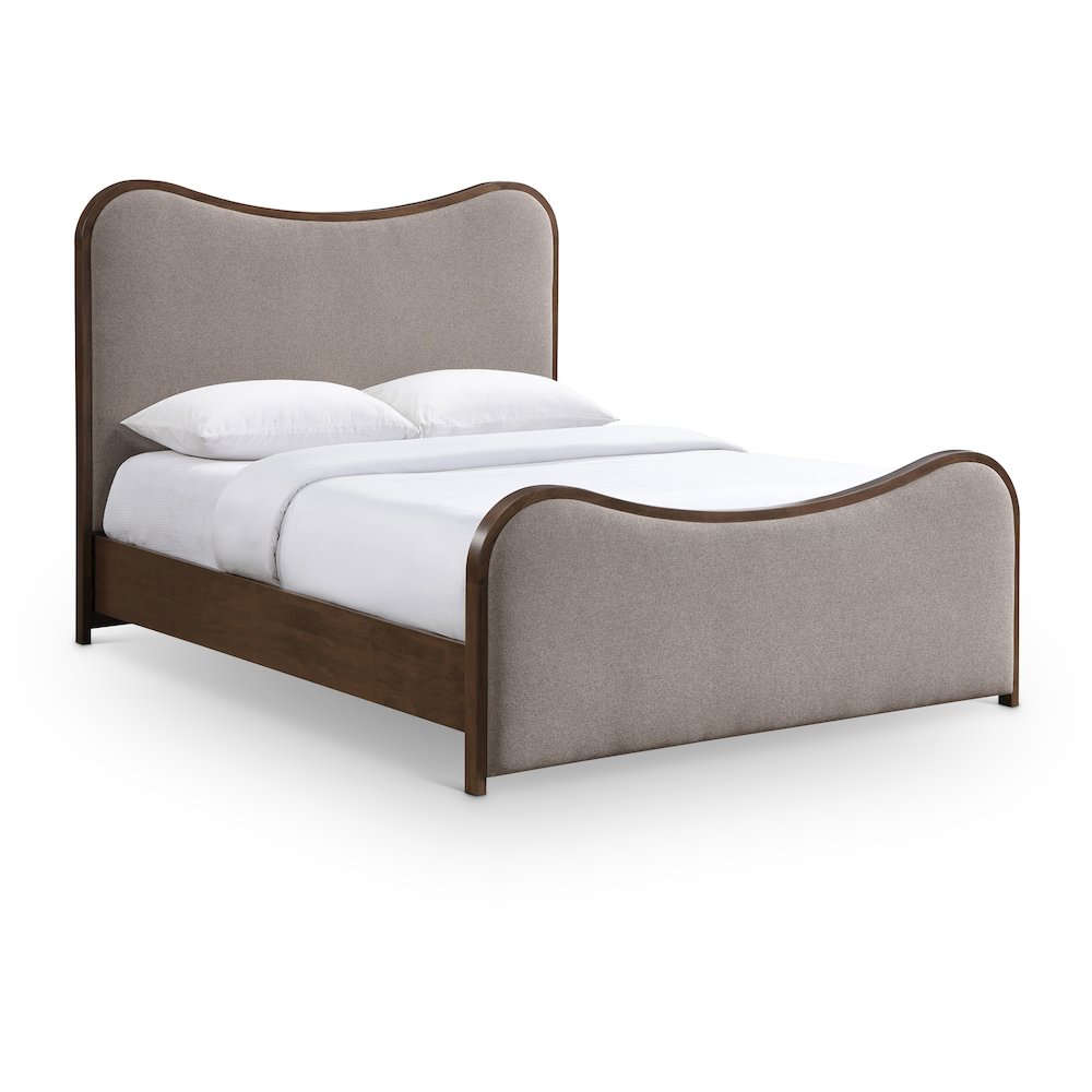 Arvada Brown Linen Textured Fabric Upholstered Full Bed (3 Boxes). Picture 1