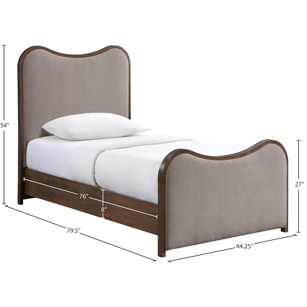 Arvada Brown Linen Textured Fabric Upholstered Twin Bed (3 Boxes). Picture 5