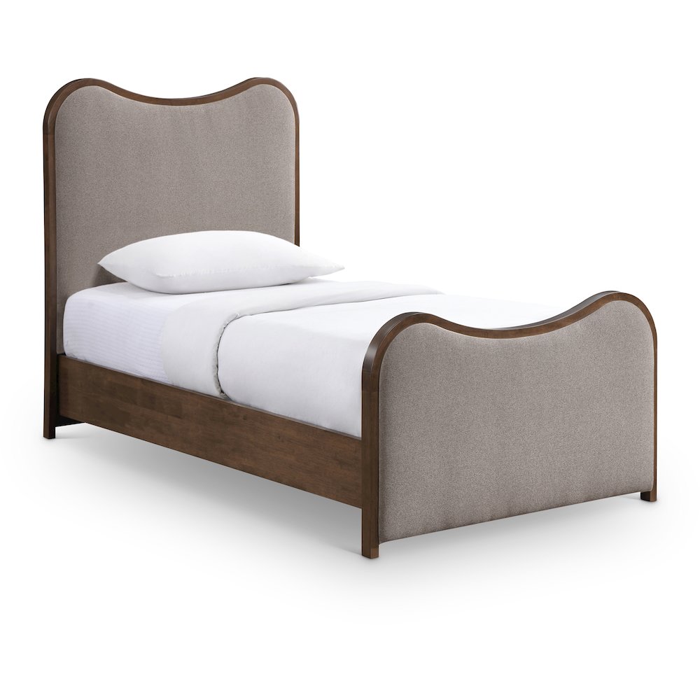 Arvada Brown Linen Textured Fabric Upholstered Twin Bed (3 Boxes). Picture 1