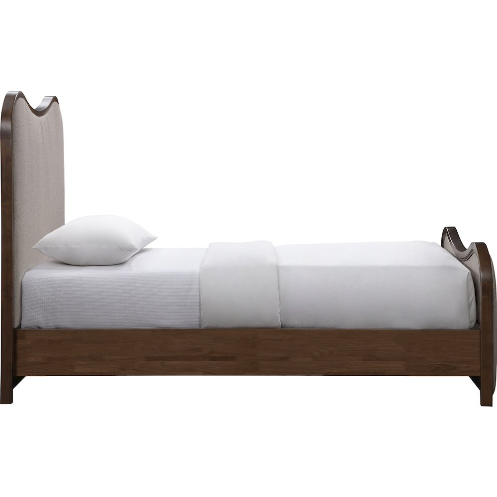 Arvada Brown Linen Textured Fabric Upholstered Twin Bed (3 Boxes). Picture 2