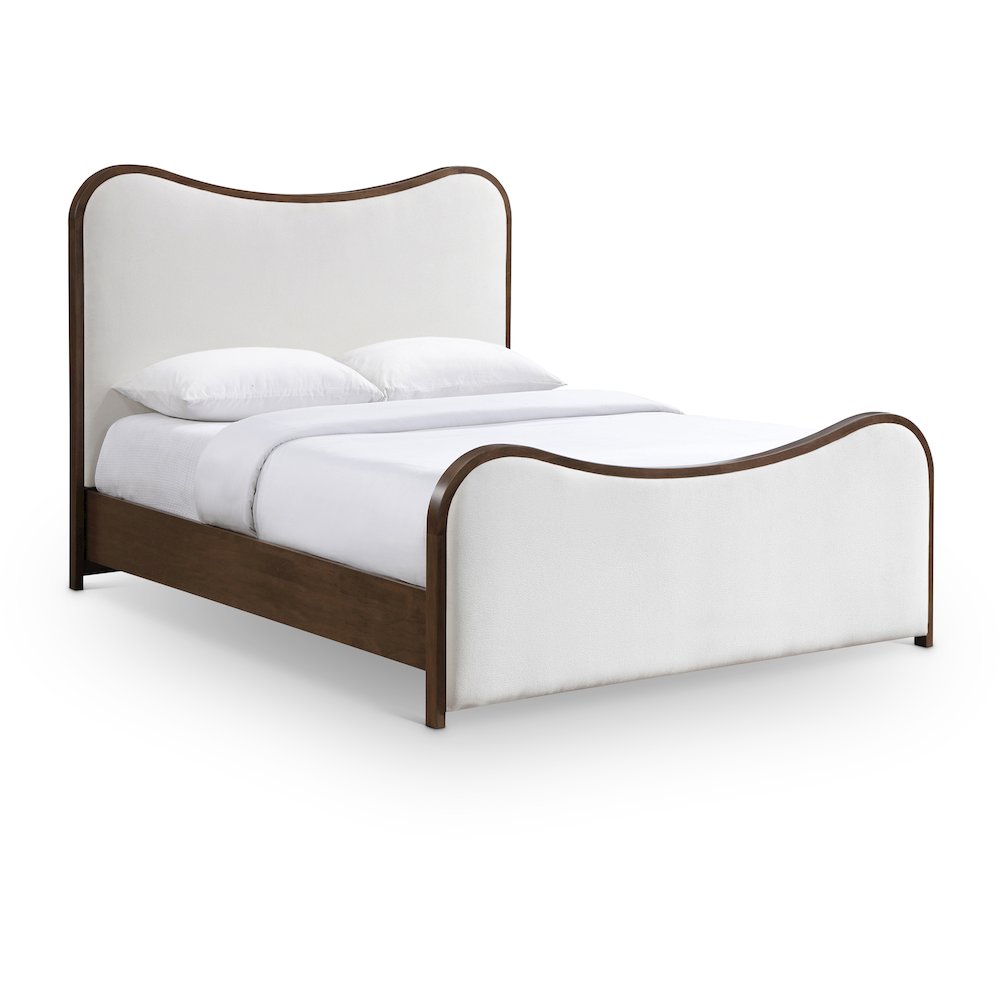 Arvada Cream Linen Textured Fabric Upholstered Full Bed (3 Boxes). Picture 1