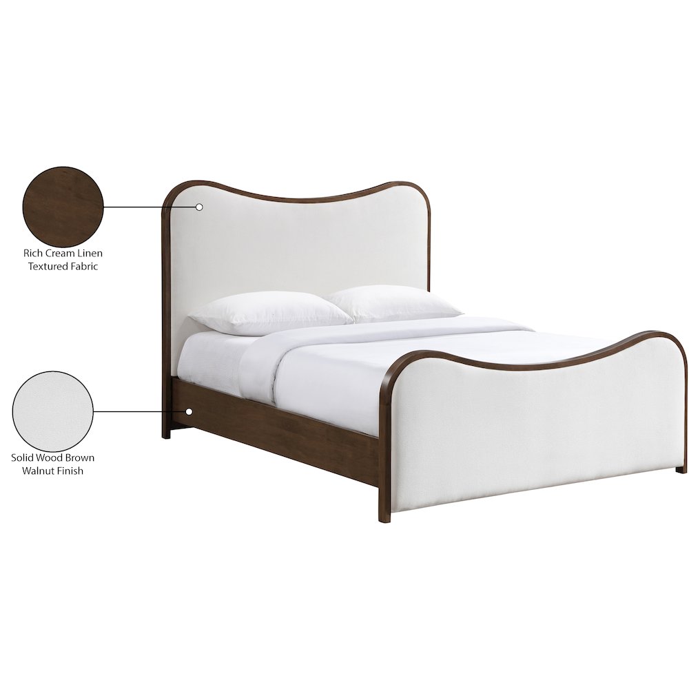 Arvada Cream Linen Textured Fabric Upholstered King Bed (3 Boxes). Picture 6