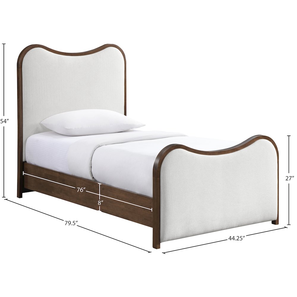 Arvada Cream Linen Textured Fabric Upholstered Twin Bed (3 Boxes). Picture 5