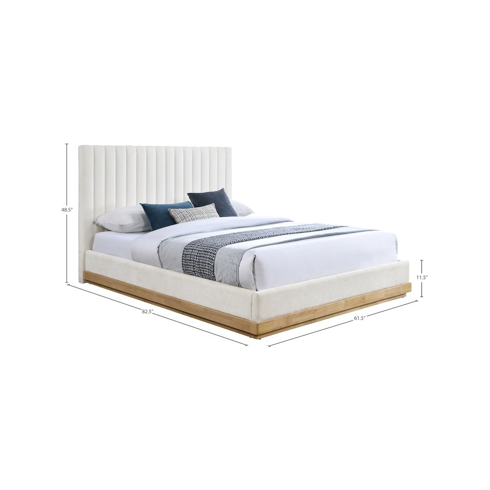Emmet Cream Chenille Fabric Full Bed. Picture 7