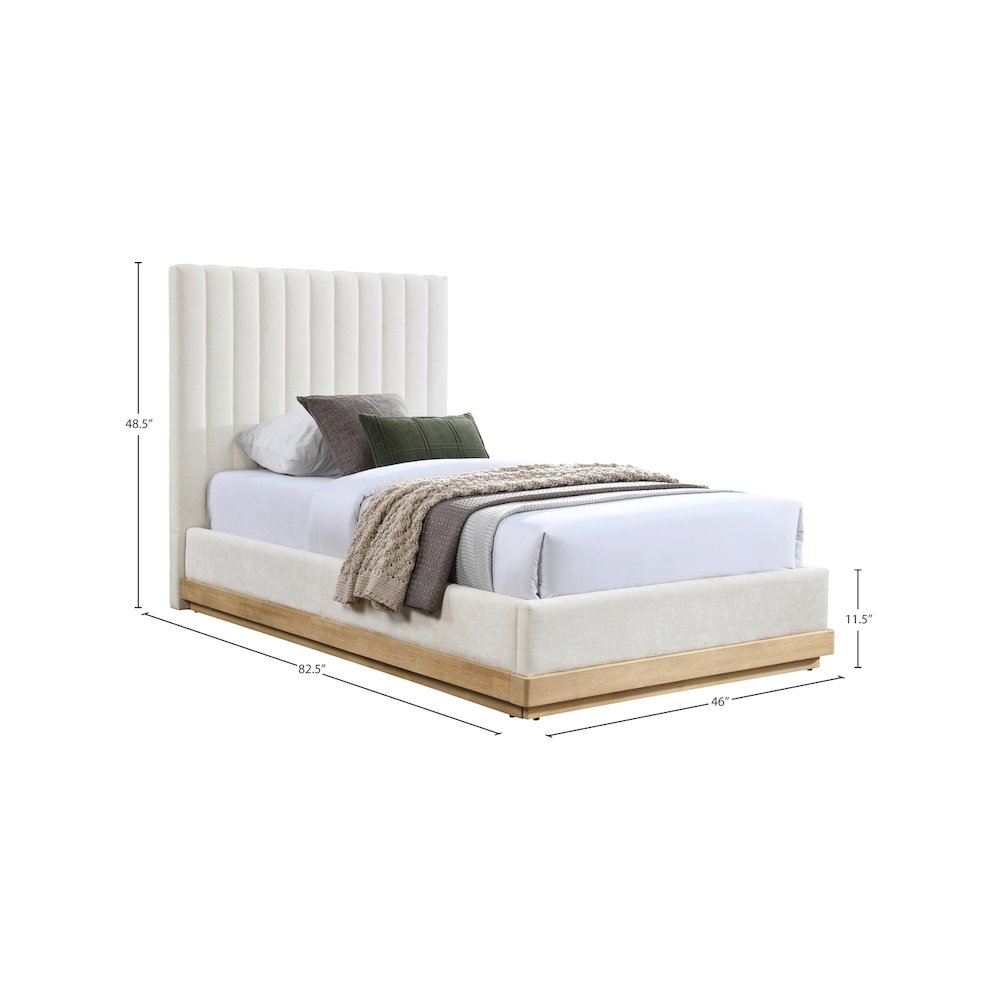 Emmet Cream Chenille Fabric Twin Bed. Picture 7
