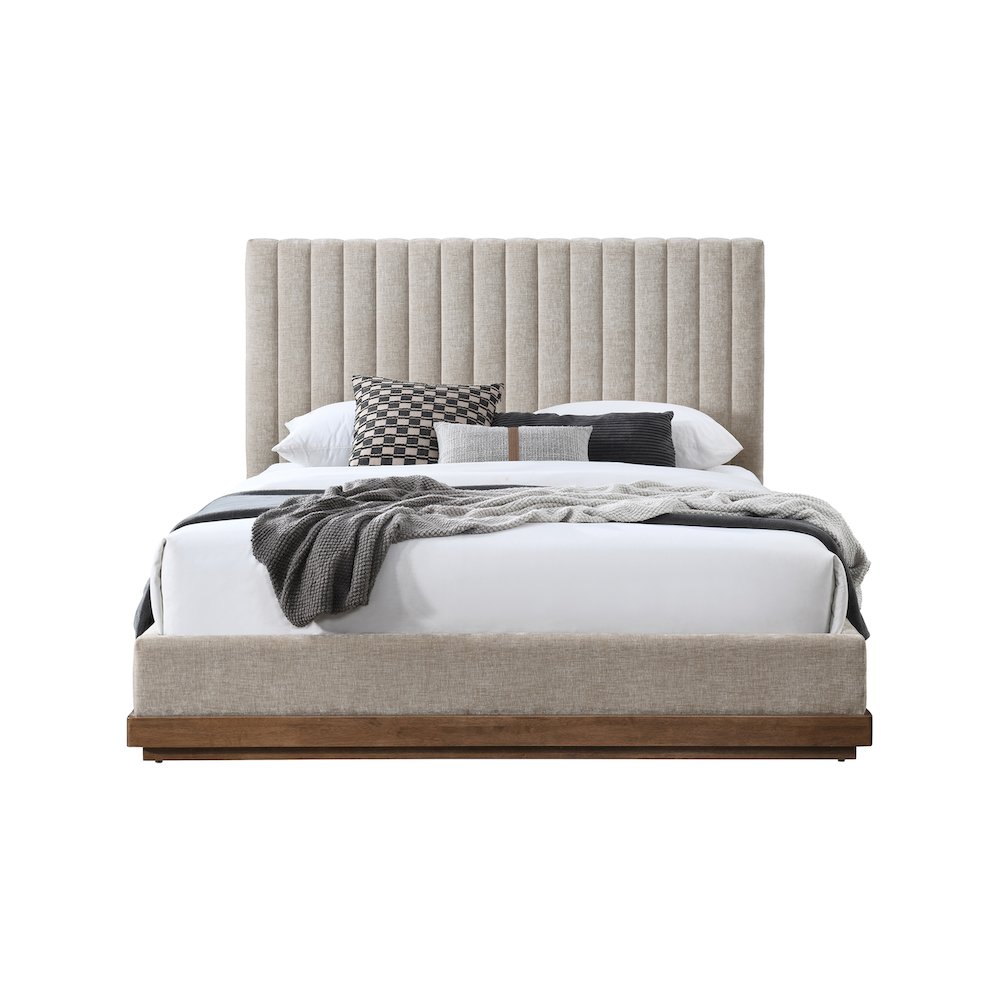 Emmet Beige Chenille Fabric Full Bed. Picture 2