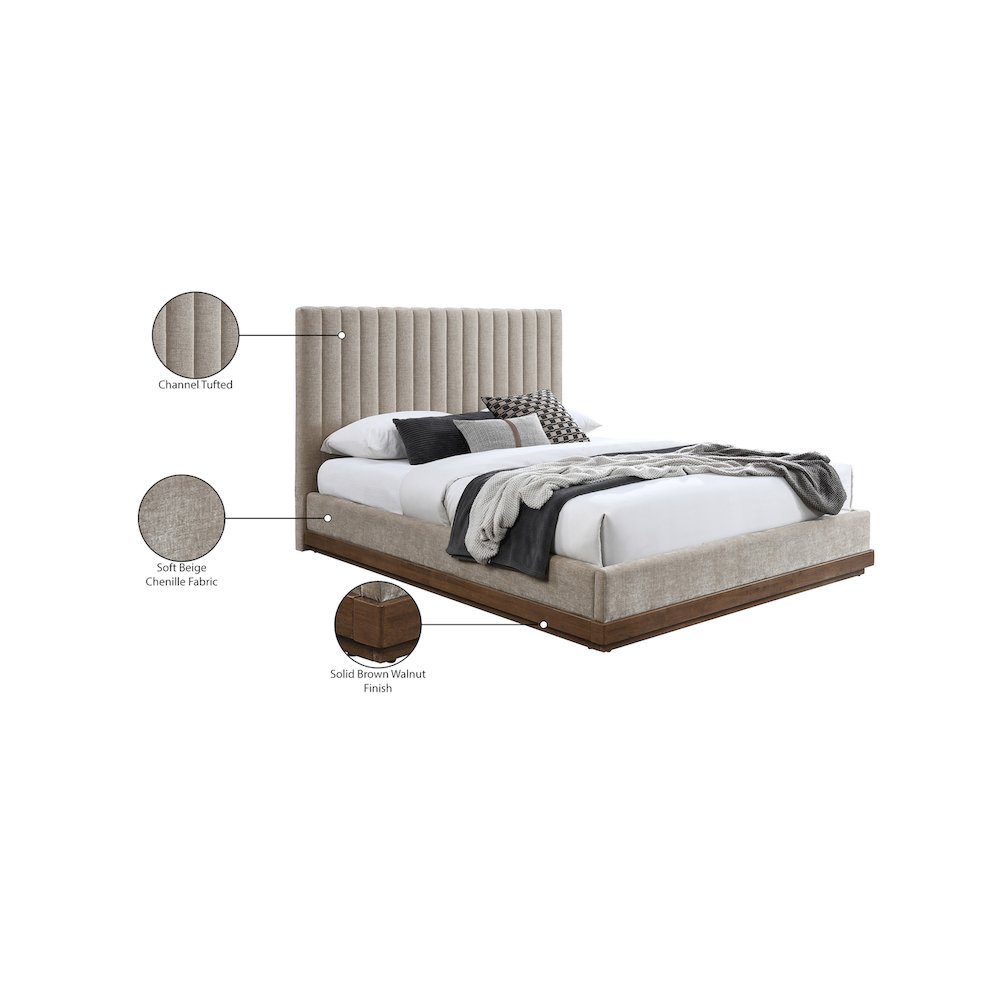 Emmet Beige Chenille Fabric King Bed. Picture 8