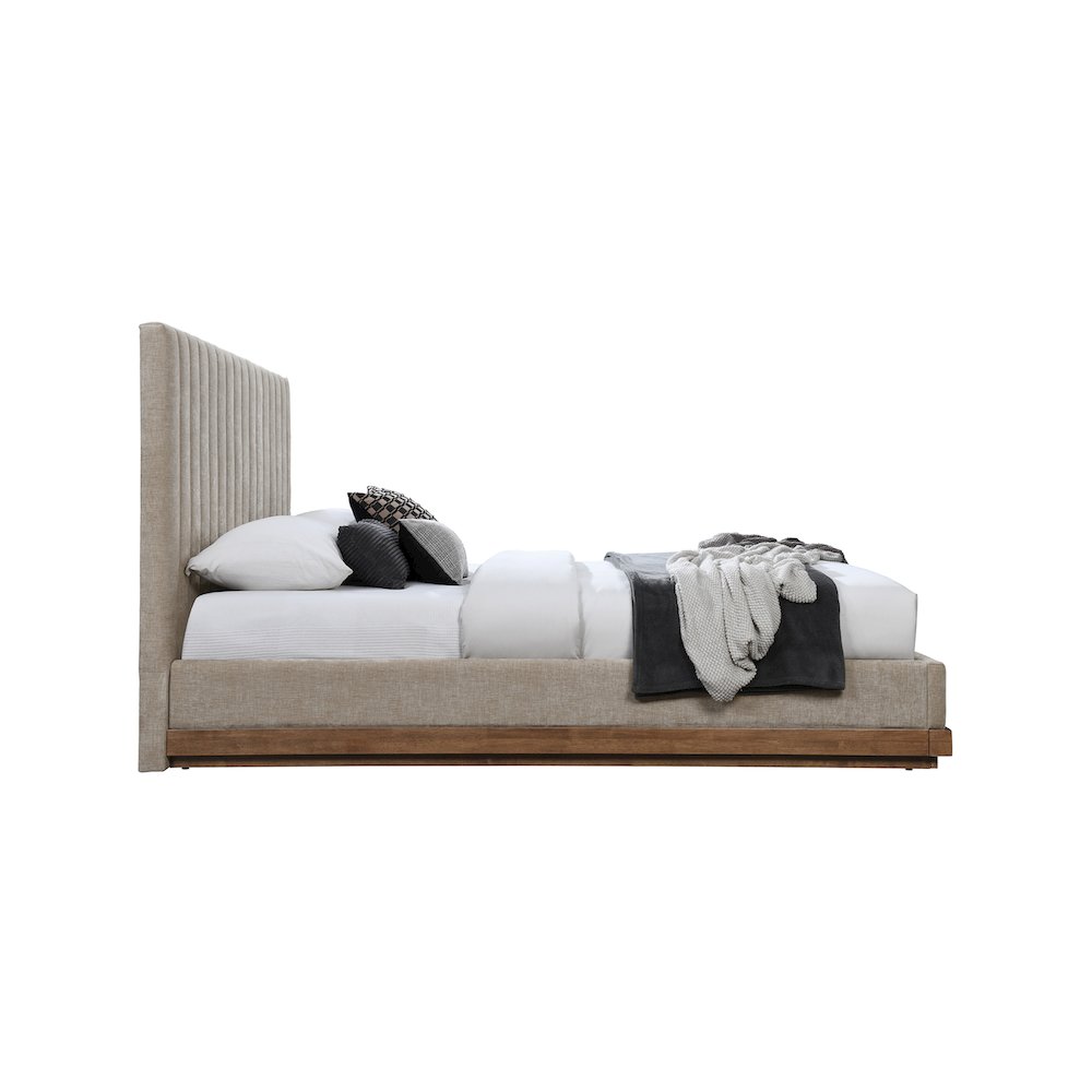 Emmet Beige Chenille Fabric King Bed. Picture 3
