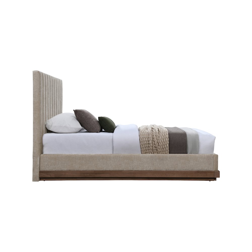 Emmet Beige Chenille Fabric Twin Bed. Picture 3