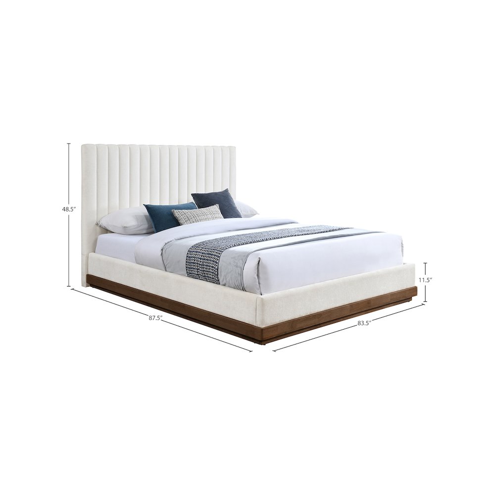 Emmet Cream Chenille Fabric King Bed. Picture 7