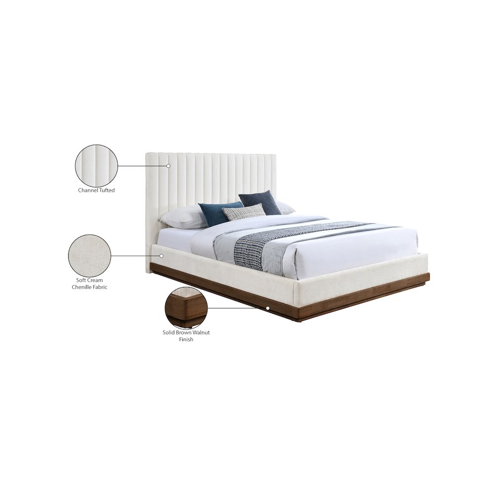 Emmet Cream Chenille Fabric King Bed. Picture 8