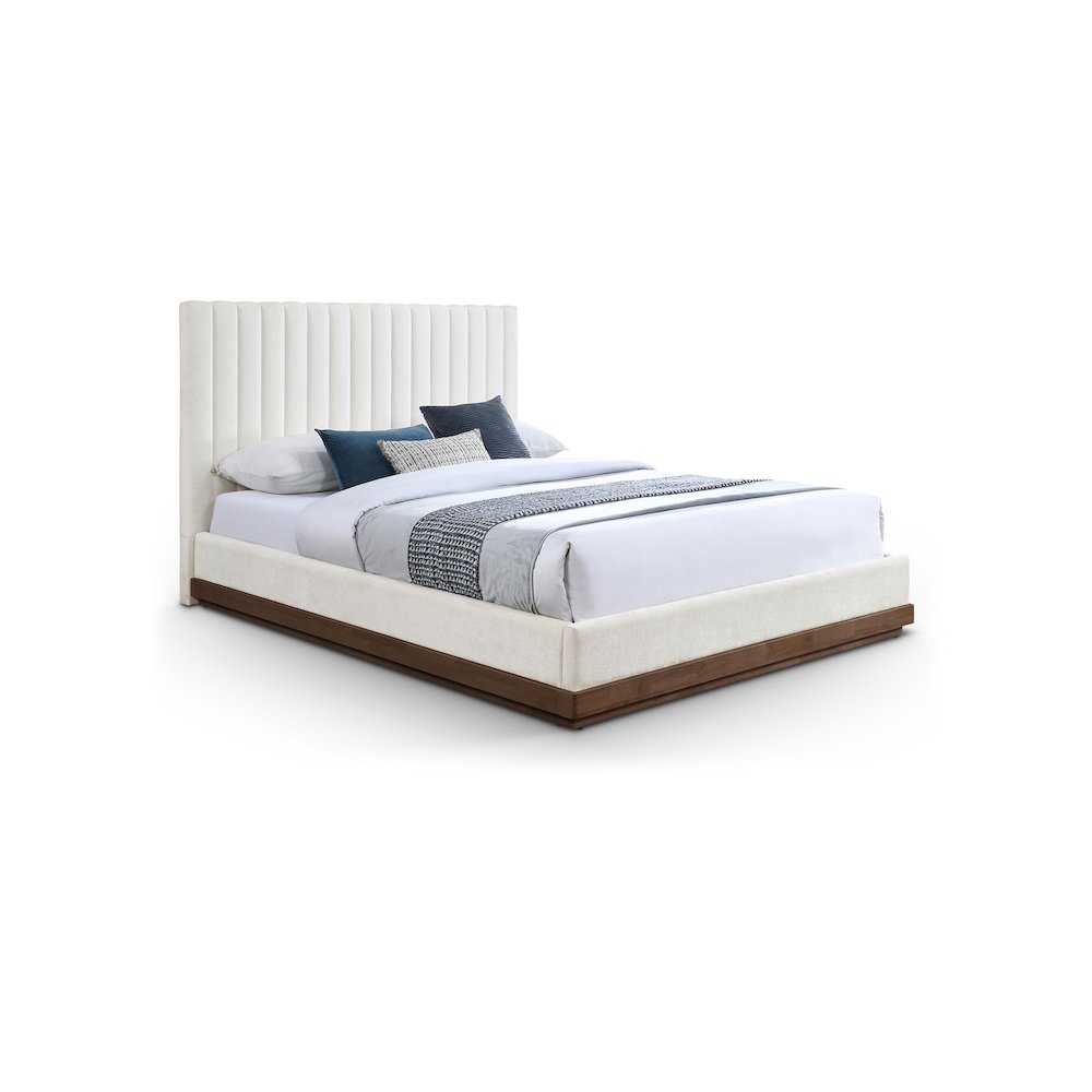 Emmet Cream Chenille Fabric King Bed. Picture 1