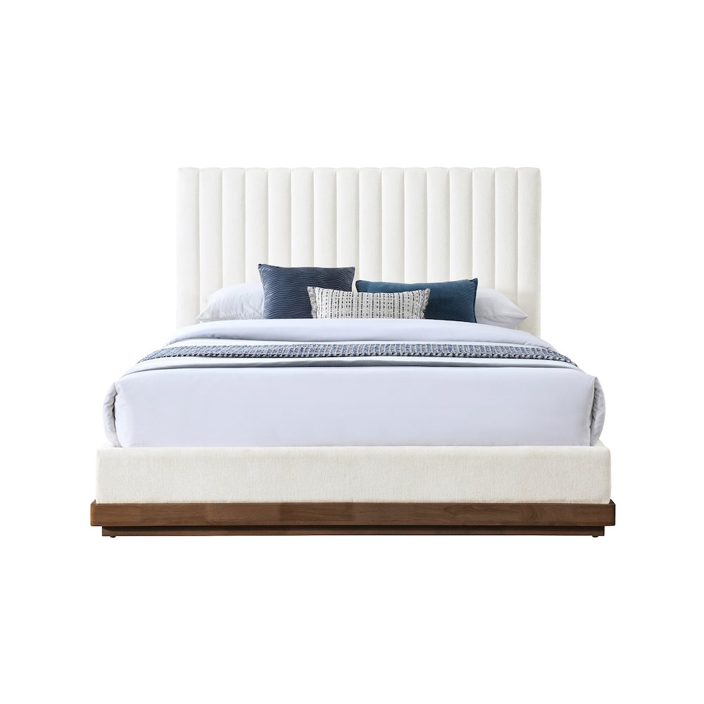 Emmet Cream Chenille Fabric King Bed. Picture 2