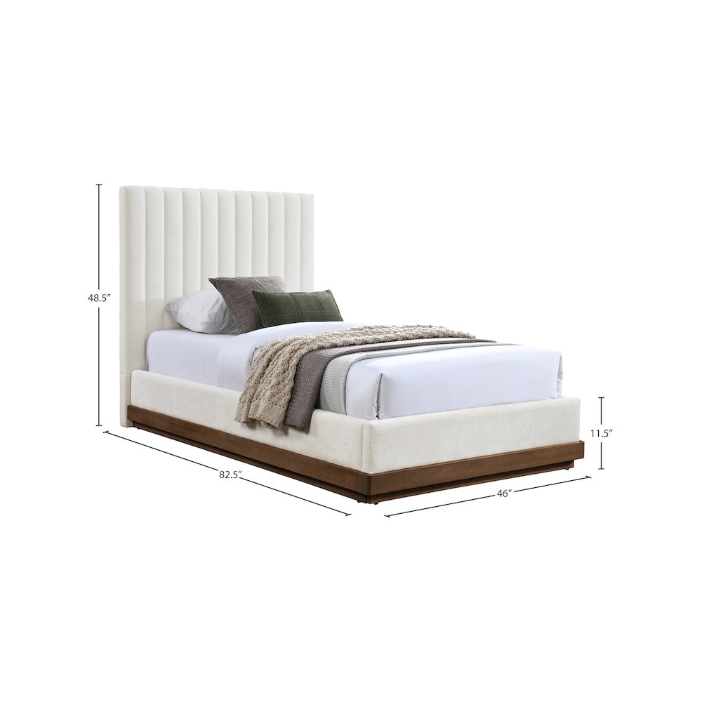 Emmet Cream Chenille Fabric Twin Bed. Picture 7