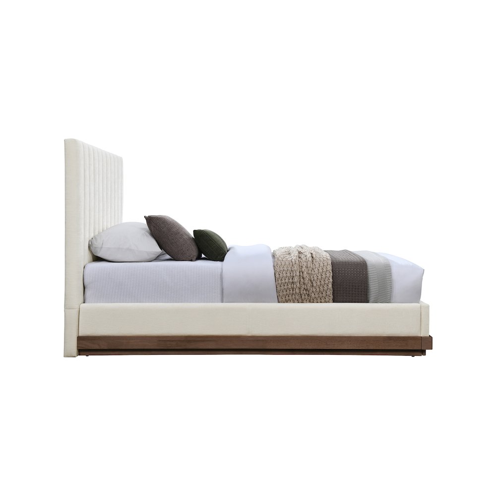 Emmet Cream Chenille Fabric Twin Bed. Picture 3