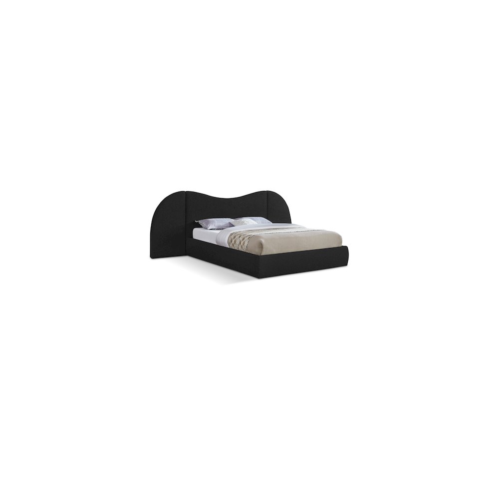 Everest Black Boucle Fabric Queen Bed. Picture 1