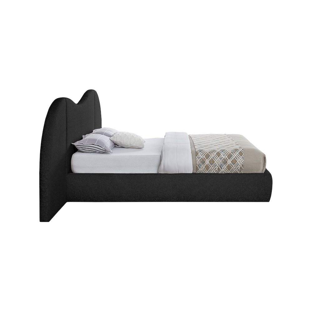 Everest Black Boucle Fabric Queen Bed. Picture 4
