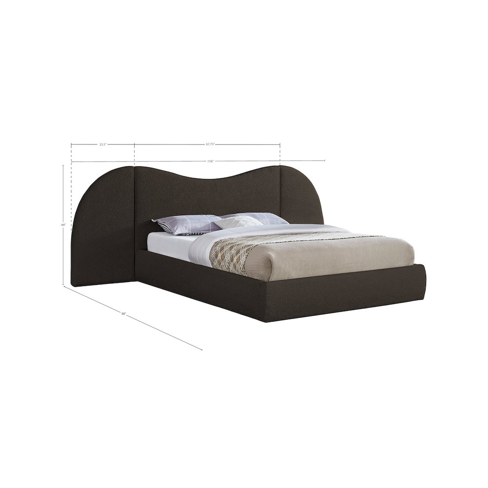 Everest Brown Boucle Fabric Queen Bed. Picture 6