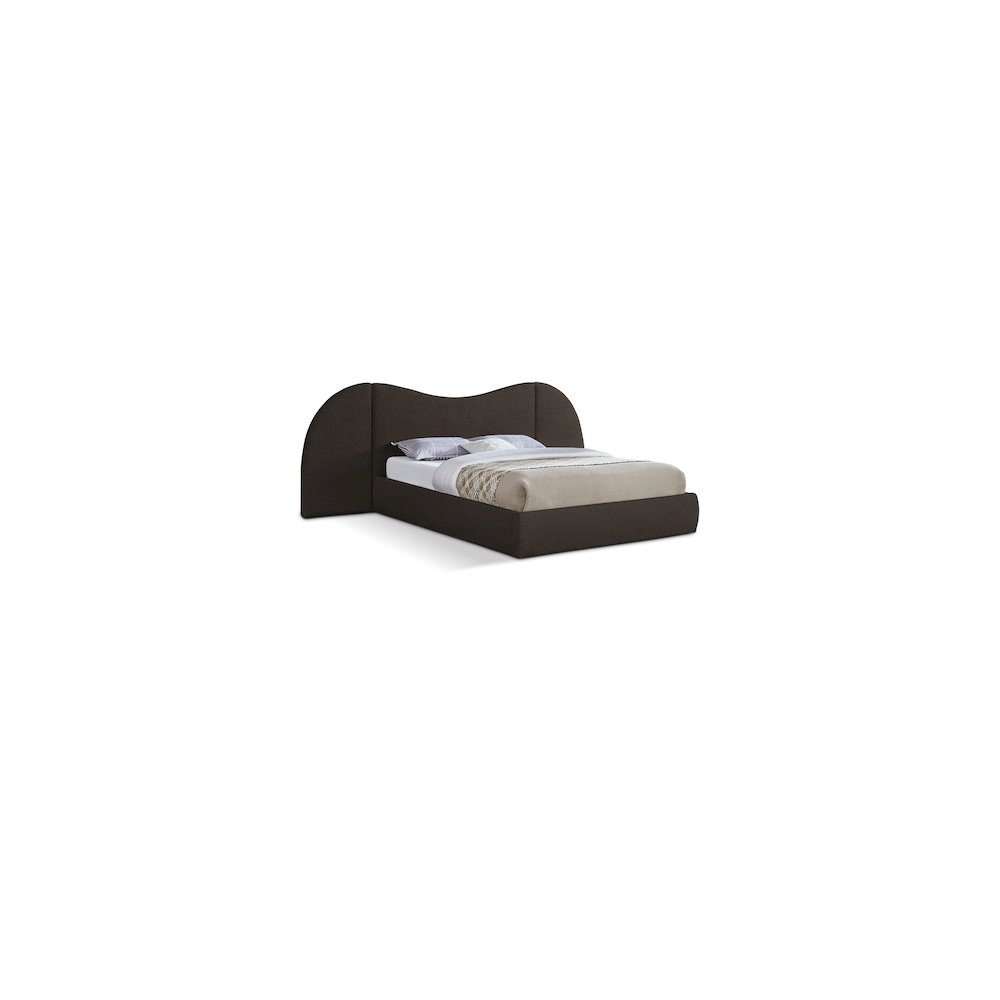 Everest Brown Boucle Fabric Queen Bed. Picture 1