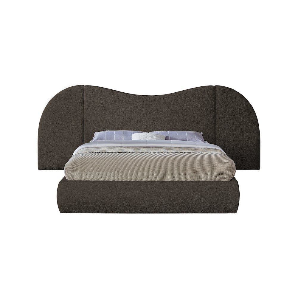 Everest Brown Boucle Fabric Queen Bed. Picture 2