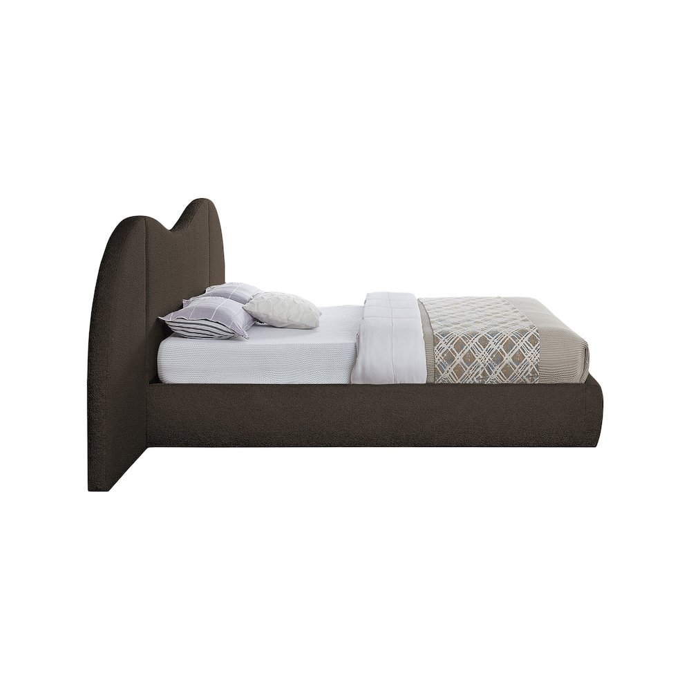Everest Brown Boucle Fabric Queen Bed. Picture 4