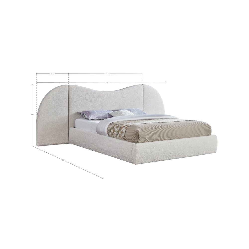 Everest Cream Boucle Fabric King Bed. Picture 6
