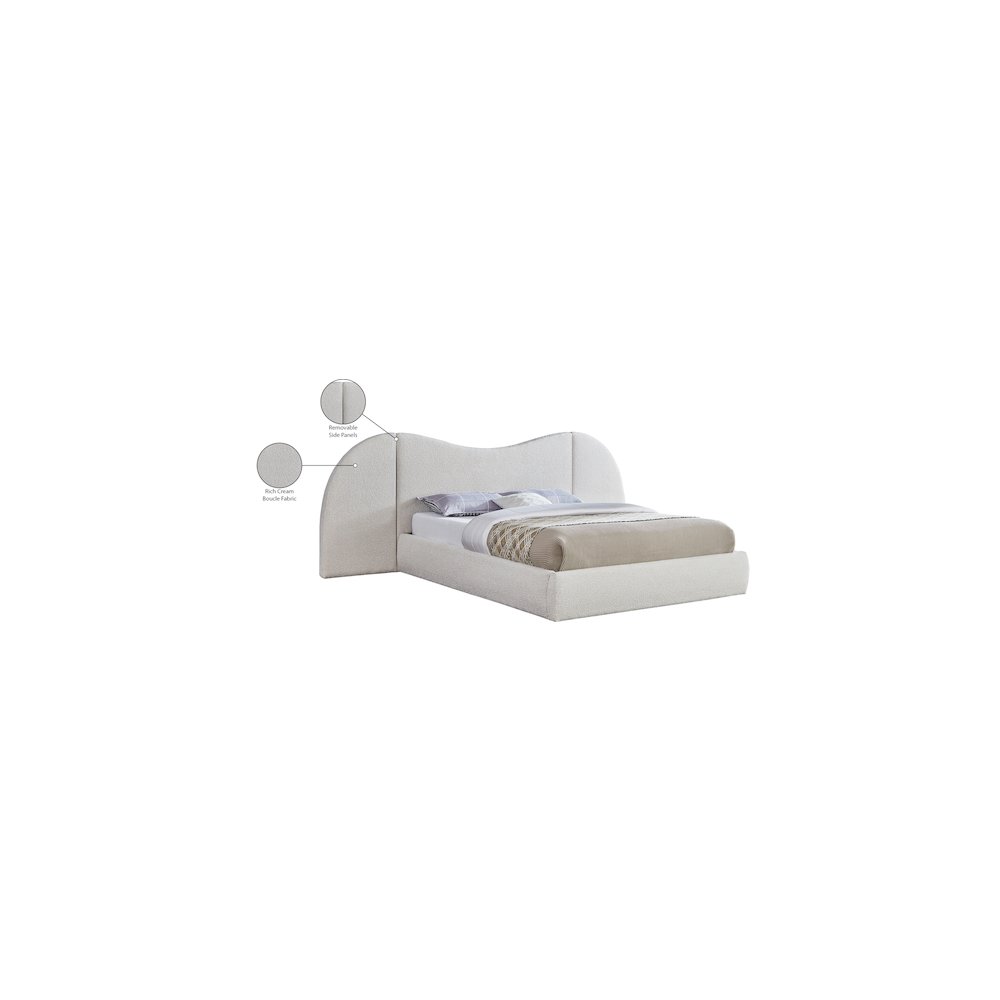 Everest Cream Boucle Fabric King Bed. Picture 7