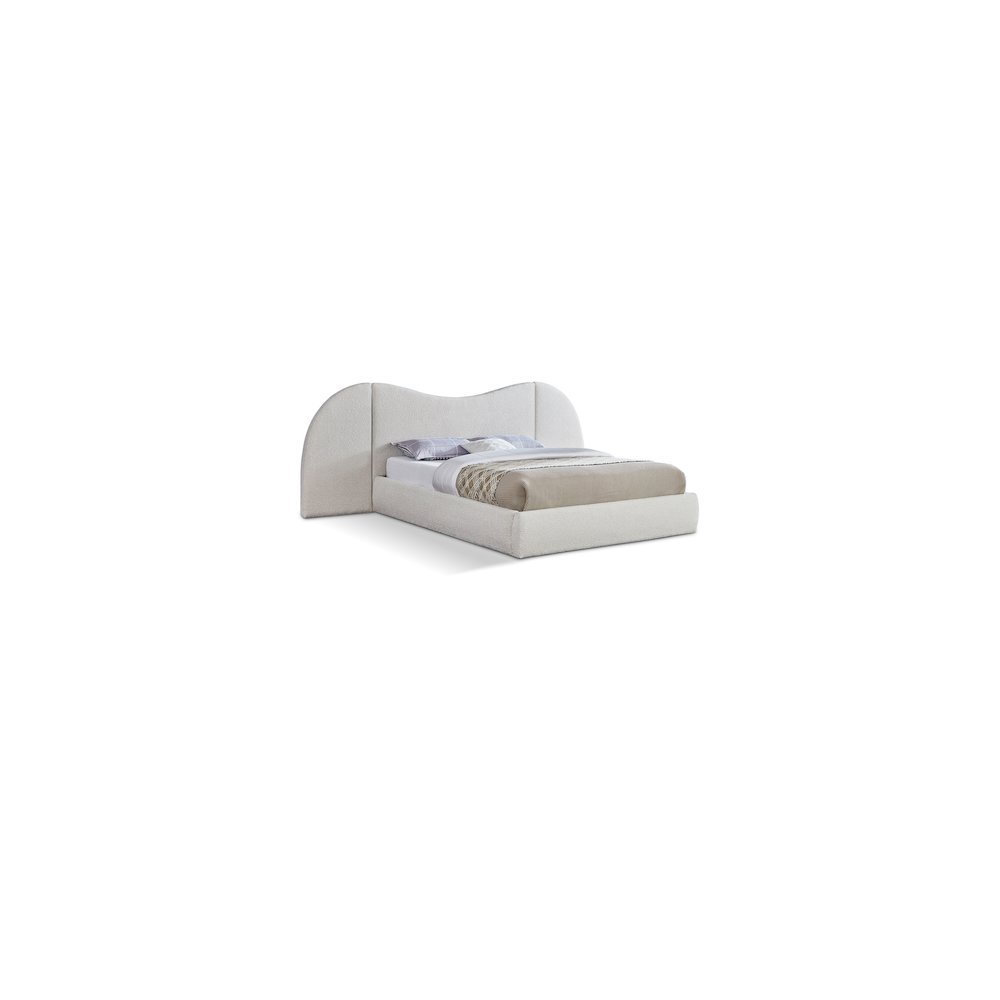 Everest Cream Boucle Fabric King Bed. Picture 1