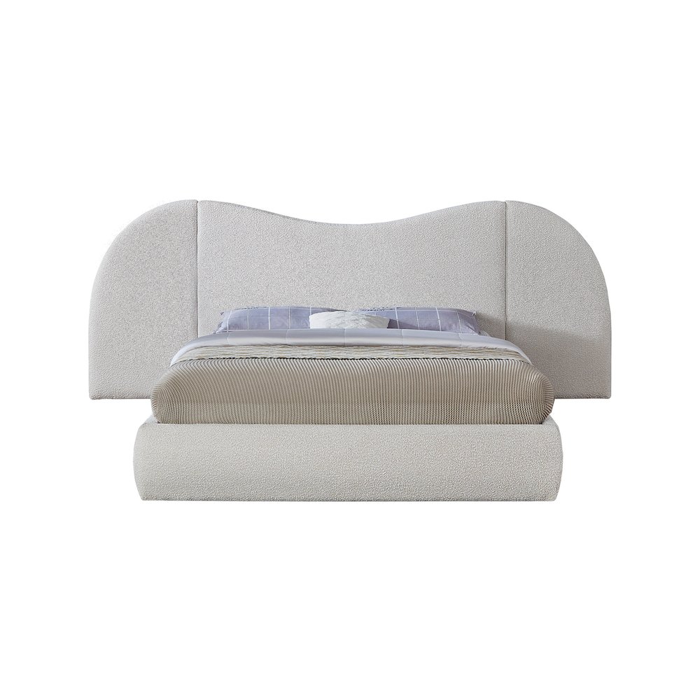 Everest Cream Boucle Fabric King Bed. Picture 2