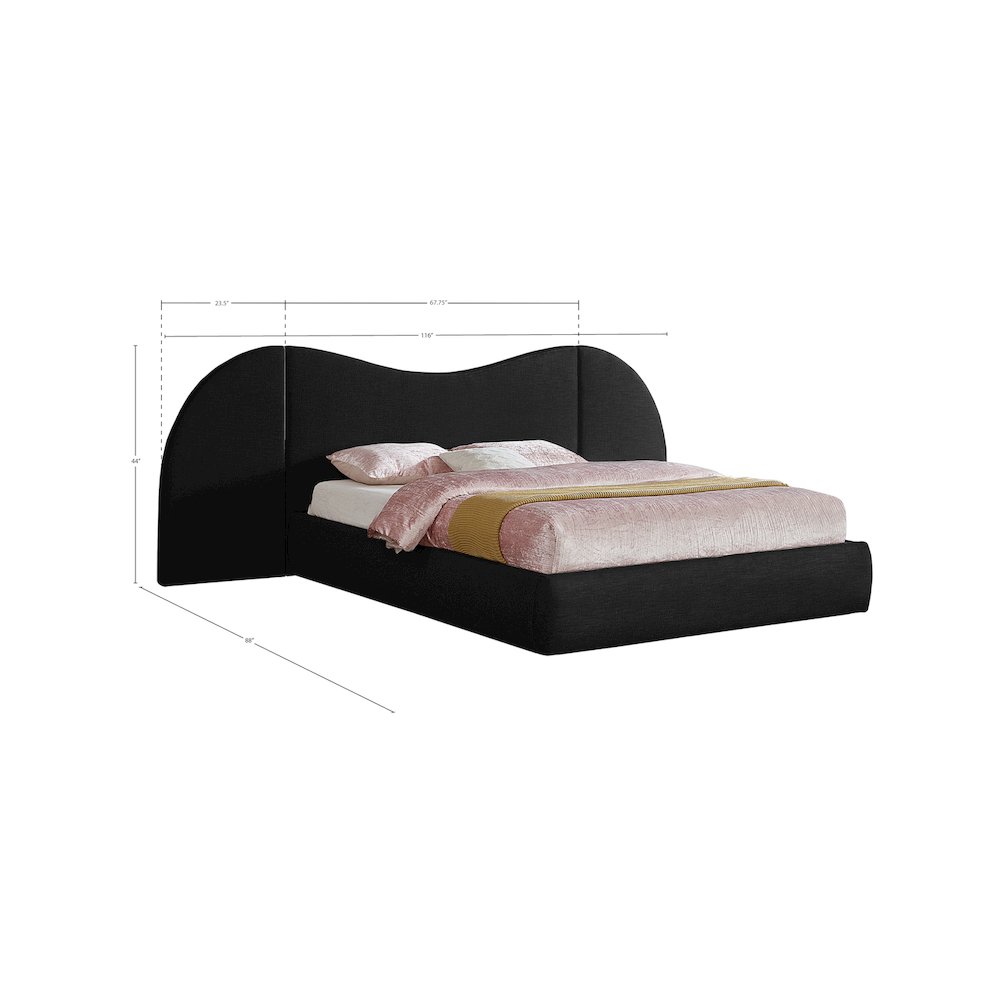 Everest Black Linen Textured Fabric Queen Bed. Picture 7