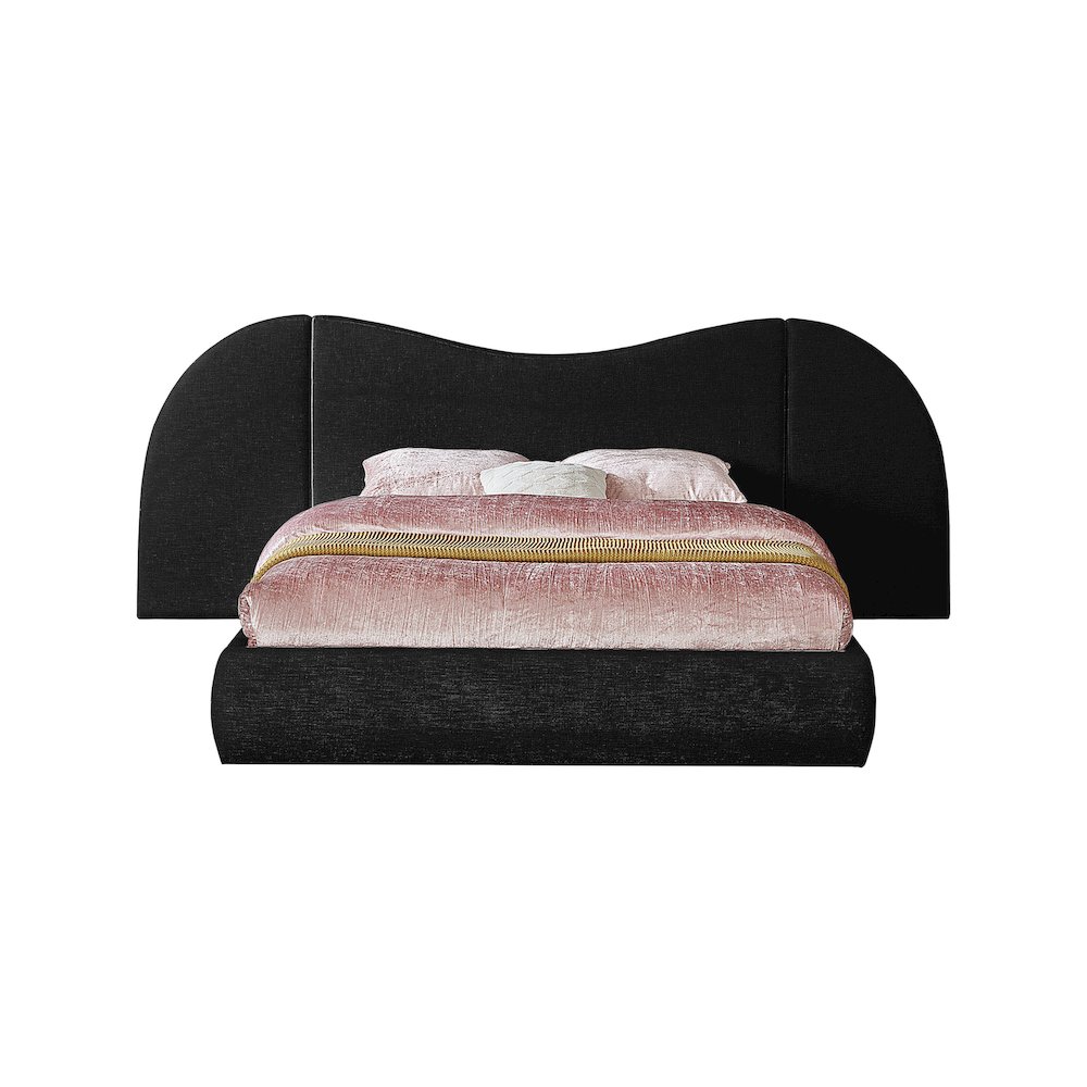 Everest Black Linen Textured Fabric Queen Bed. Picture 2