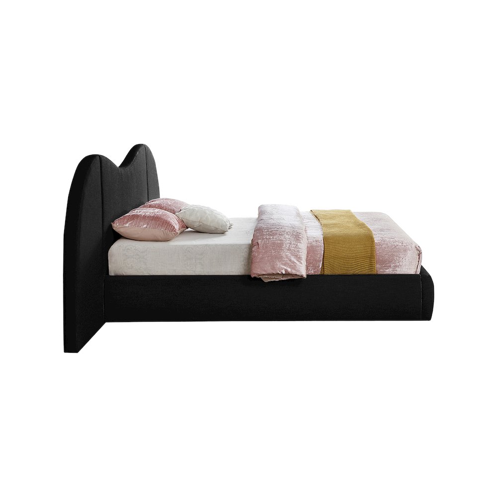 Everest Black Linen Textured Fabric Queen Bed. Picture 4